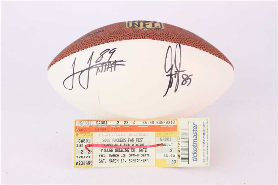 2009 James Jones Greg Jennings Green Bay Packers Signed ONFL Goodell Miniature Autograph Panel Football (JSA) 