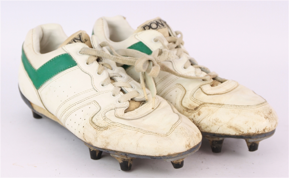 1992-93 Robert Brooks Green Bay Packers Signed Pony Game Worn Cleats (MEARS LOA/JSA)