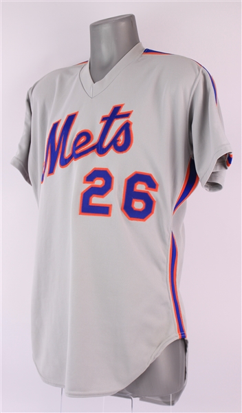 1985 Terry Leach New York Mets Game Worn Road Jersey (MEARS LOA)