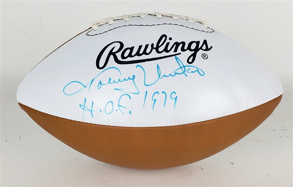 1993 Johnny Unitas Baltimore Colts Signed Rawlings Autograph Panel Football (JSA)