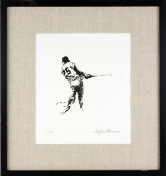1972 LeRoy Neiman Signed 16" x 16" Framed Warm Up Swing Etching (138/150)