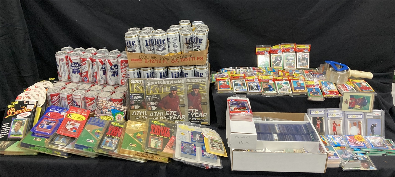 1900s-90s Americana Collection - Lot of 100+ w/ Commemorative Beer Cans, Books, Trading Cards & More 