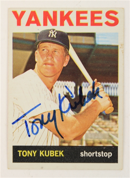 1964 Tony Kubek New York Yankees Signed Topps Baseball Trading Card (JSA)
