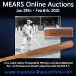 1929 Eddie Collins Philadelphia Athletics Zinn Beck Diamond Ace 100 Professional Model Sidewritten Bat (MEARS A7)