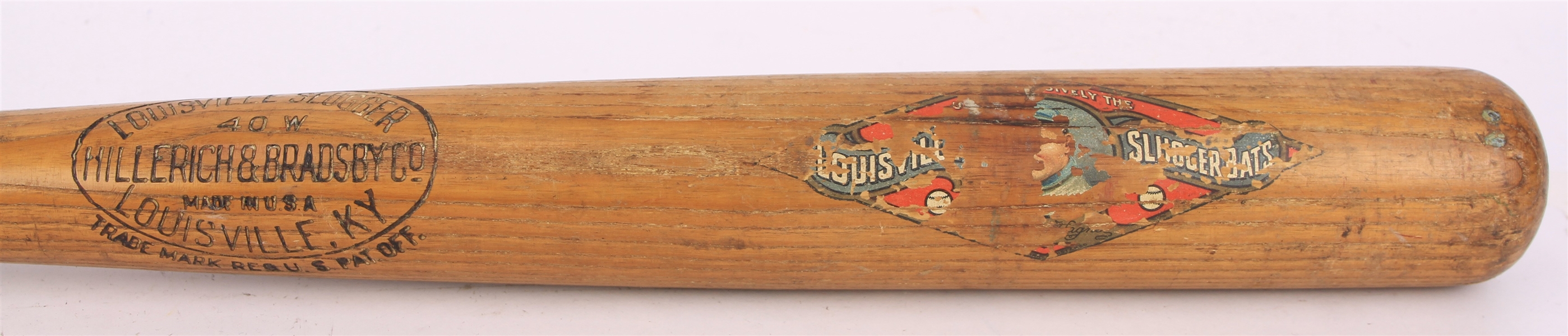 1921-31 Honus Wagner Pittsburgh Pirates H&B Louisville Slugger 40W Store Model Decal Bat