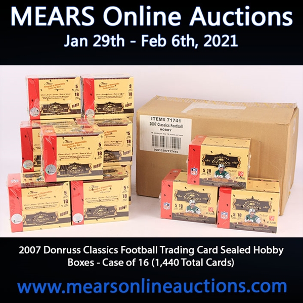 2007 Donruss Classics Football Trading Card Sealed Hobby Boxes - Case of 16 (1,440 Total Cards)