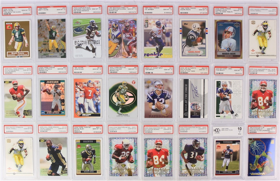 1989-2006 PSA Slabbed & Graded Football Trading Cards - Lot of 24 w/ Tom Brady, John Elway, Brett Favre & More