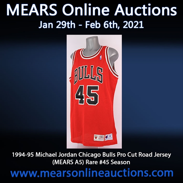 1994-95 Michael Jordan Chicago Bulls Pro Cut Road Jersey (MEARS A5) Rare #45 Comeback Season