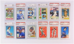 1979-99 Slabbed & Graded Baseball Trading Cards - Lot of 12 w/ Ryne Sandberg, Barry Bonds, Bruce Sutter & More