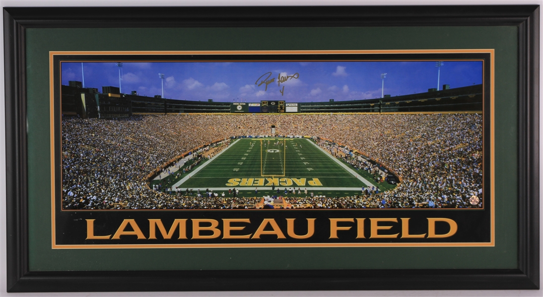 2000s Brett Favre Green Bay Packers Signed 23" x 43" Framed Lambeau Field Panoramic Photograph (Brett Favre Hologram)