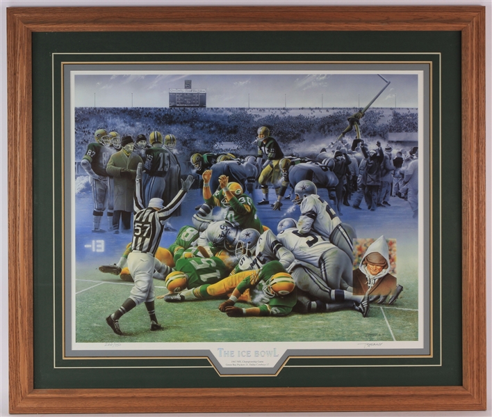 1995 Green Bay Packers 29" x 35" Framed Ice Bowl Artist Signed Lithograph (Gallery of Sports Art COA) 266/750