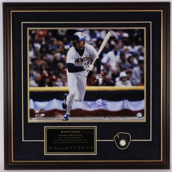 2006 Robin Yount Milwaukee Brewers Signed 28" x 29" Framed Photo Display (JSA) 