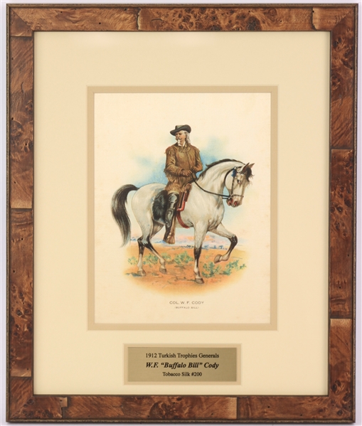 1912 Col. W.F. "Buffalo Bill" Cody 12" x 15" Framed Turkish Trophies Generals Tobacco Silk #200