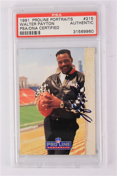 1991 Walter Payton Chicago Bears Signed Proline Portraits Football Trading Card (PSA Slabbed)