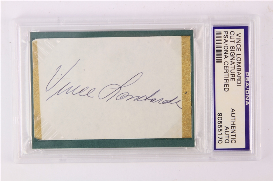 1960s Vince Lomabrdi Green Bay Packers Signed Cut (PSA Slabbed)