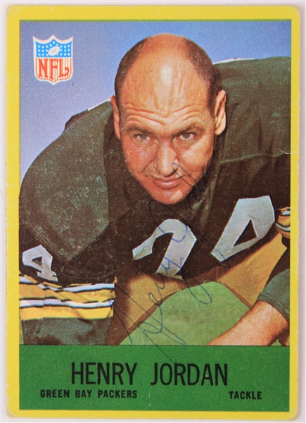 1967 Henry Jordan Green Bay Packers Signed Philadelphia Football Trading Card (JSA)