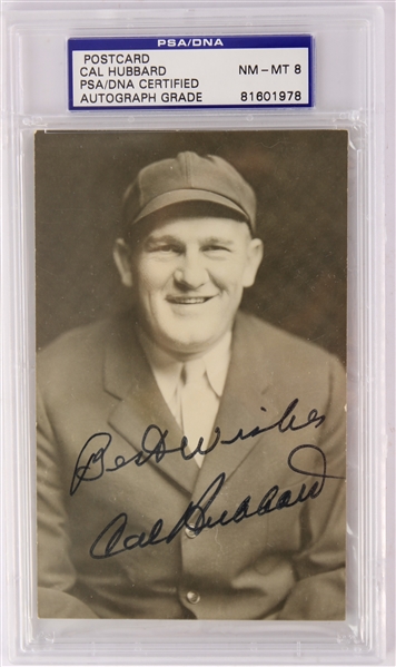1950s Cal Hubbard MLB Umpire / Green Bay Packers Signed Postcard (PSA/DNA Slabbed)