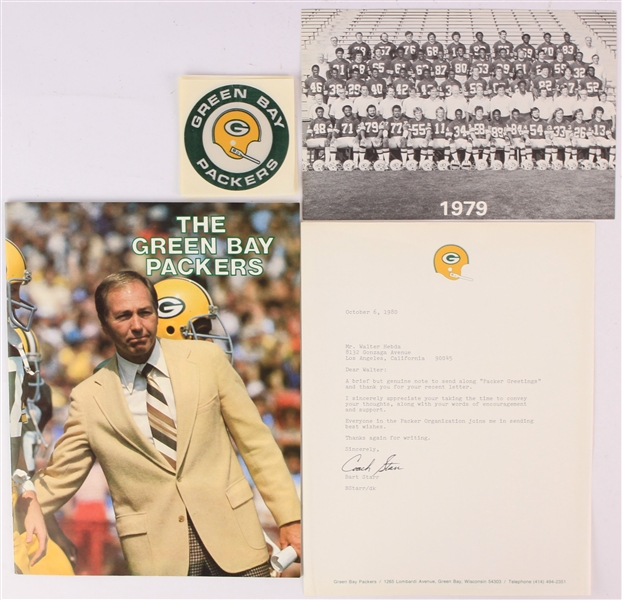 1979-80 Green Bay Packers Memorabilia - Lot of 10 w/ Bart Starr Facsimile Signed Letter, Team Photo, Stickers & More