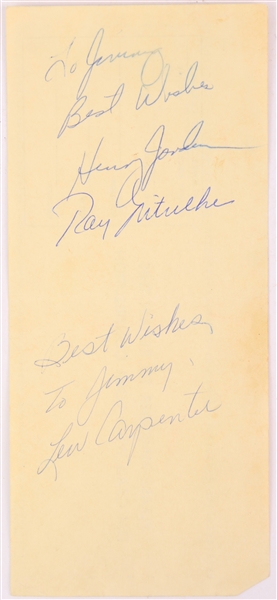 1970s Ray Nitschke Henry Jordan Lew Carpenter Green Bay Packers Signed Deposit Card (JSA)