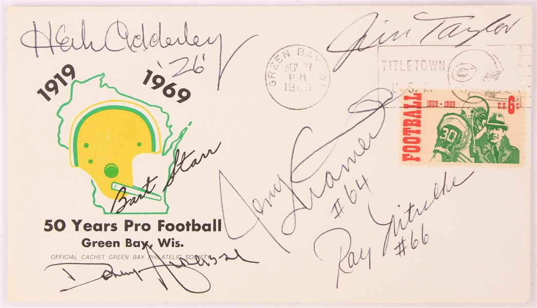 1969 Green Bay Packers Multi Signed 50th Anniversary First Day Envelope w/ 5 Signatures Including Ray Nitschke, Jim Taylor, Jerry Kramer & More (JSA)