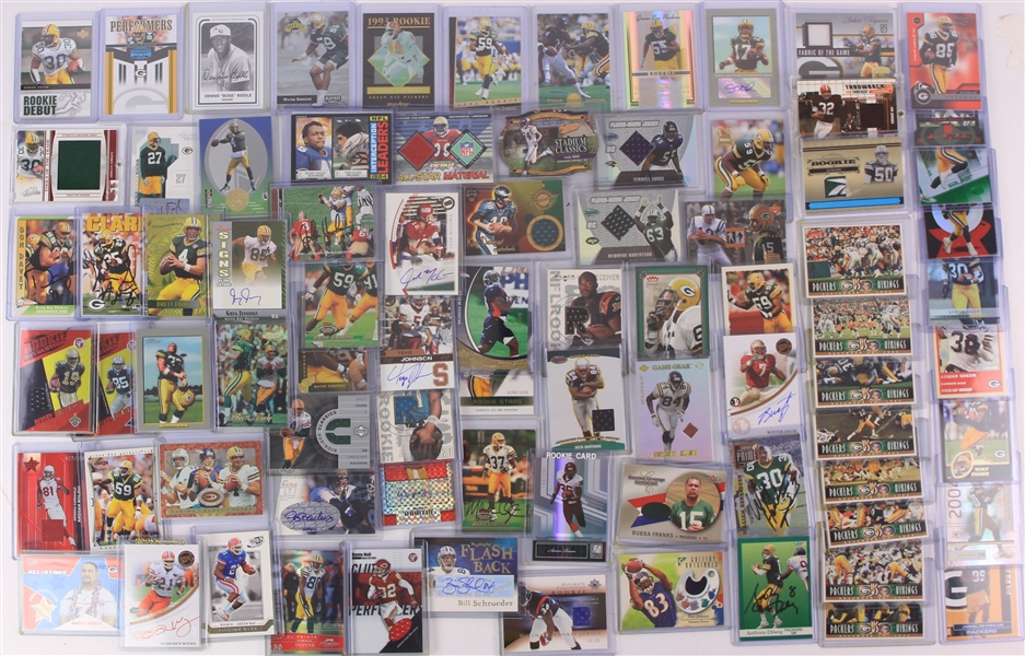 1990s-2000s Football Trading Card Collection - Lot of 250+ w/ 100+ Signed & Game Worn Insert Cards