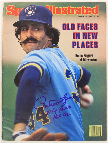 1981 Rollie Fingers Milwaukee Brewers Signed Sports Illustrated Magazine (JSA)