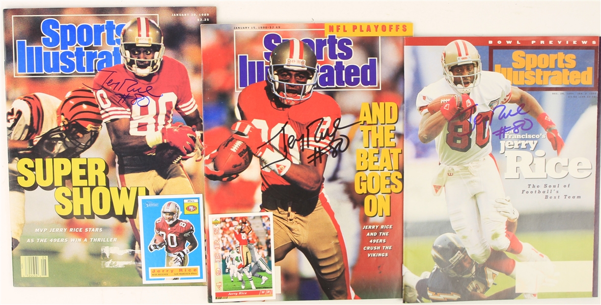 1989-95 Jerry Rice San Francisco 49ers Signed Sports Illustrated Magazines - Lot of 3 (JSA)