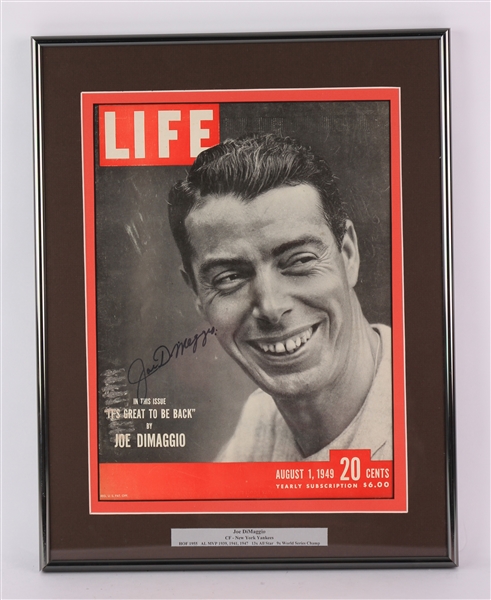 1949 Joe DiMaggio New York Yankees Signed 14" x 18" Framed Display (JSA)