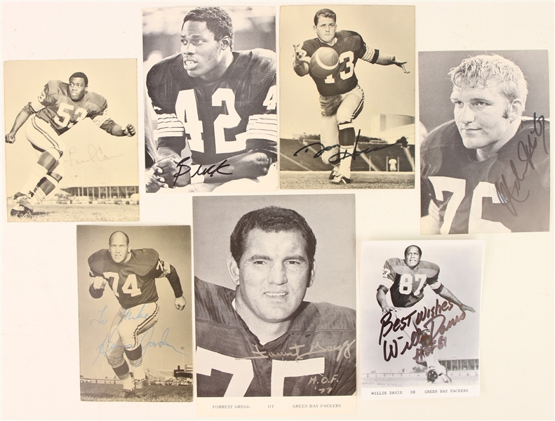 1960s-70s Green Bay Packers Signed Photos - Lot of 7 w/ Wille Davis, Forrest Gregg, Henry Jordan & More (JSA)