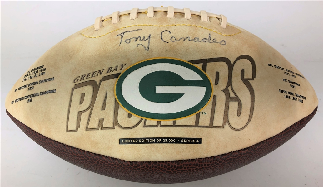 2006 Tony Canadeo Green Bay Packers Signed Team Logo Football (JSA)
