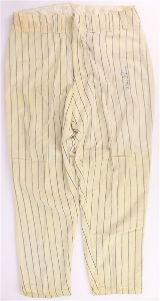 1958-59 Don Larsen New York Yankees Signed Game Worn Home Uniform Pants w/ 1956 World Series Game 5 Stub (MEARS LOA/JSA)