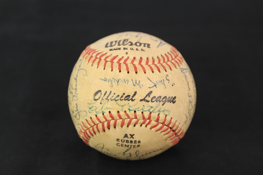 1948 Milwaukee Brewers Team Signed Baseball w/ 24 Signatures Including Del Crandall & More (MEARS LOA)