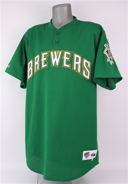 1999 Kyle Peterson Milwaukee Brewers Green St. Patricks Day Spring Training Jersey (MEARS LOA)