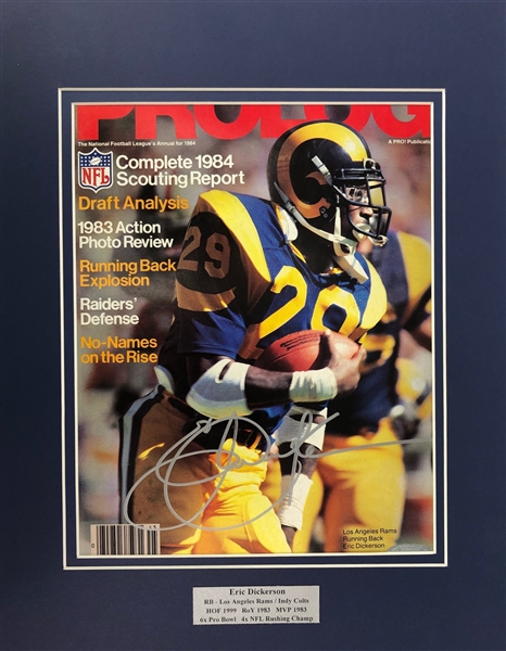 1984 Eric Dickerson Los Angeles Rams Signed 11" x 14" Matted Prolog Magazine (JSA)