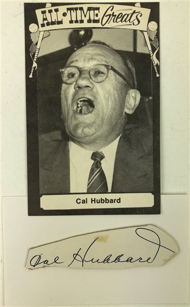 1960s Cal Hubbard Green Bay Packers/AL Umpire 3.5" x 5.5" Postcard & Signed Cut - Lot of 2 (JSA)