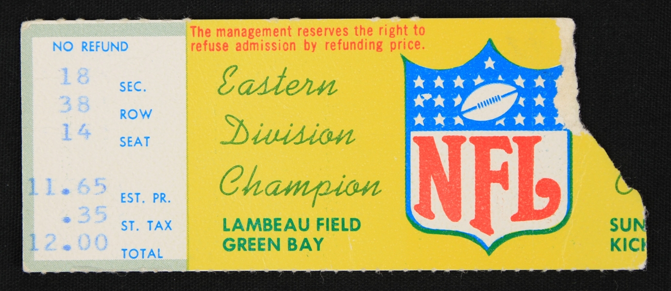 1967 Green Bay Packers Dallas Cowboys Ice Bowl NFL Championship Game Lambeau Field Tickets Stub