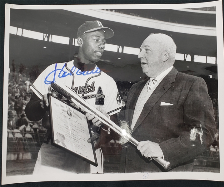 1950s Hank Aaron Milwaukee Braves 8" x 10" Photo Signed (JSA)