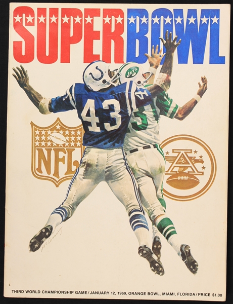 1969 New York Jets Baltimore Colts Super Bowl III Orange Bowl Game Program