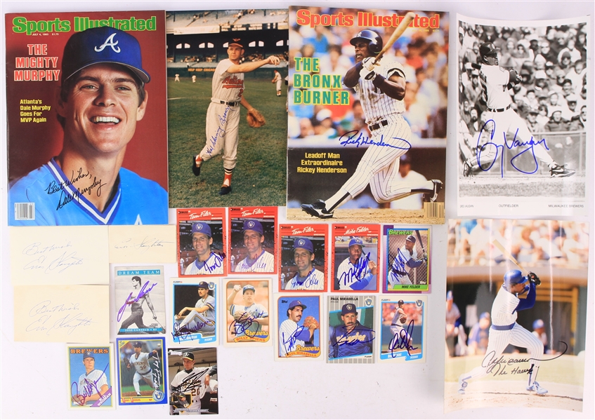 1980s-90s Baseball Signed Magazines Photos Trading Cards - Lot of 20 w/ Rickey Henderson, Andre Dawson, Dale Murphy, Jose Canseco & More (JSA)