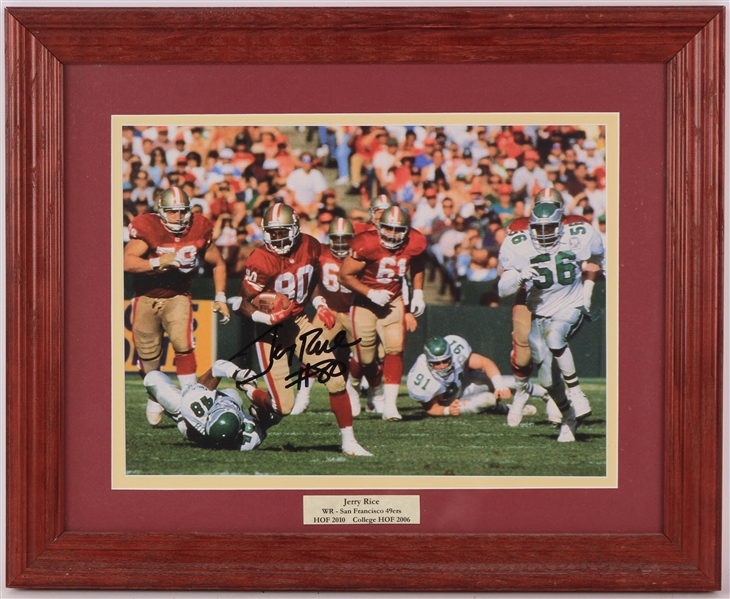 2000s Jerry Rice San Francisco 49ers Signed 13" x 16" Framed Photo Display (JSA)