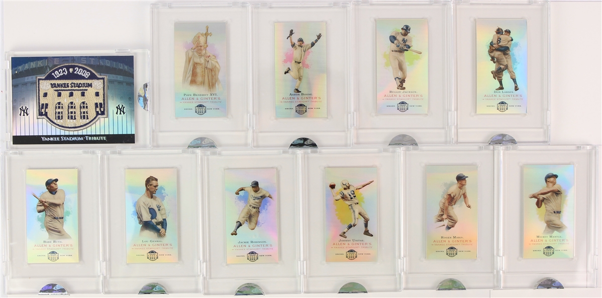 2008 eTopps Allen & Ginter Yankee Stadium Tribute 11 Card Set w/ Babe Ruth, Lou Gehrig, Mickey Mantle, Roger Maris & More (0105/1499)