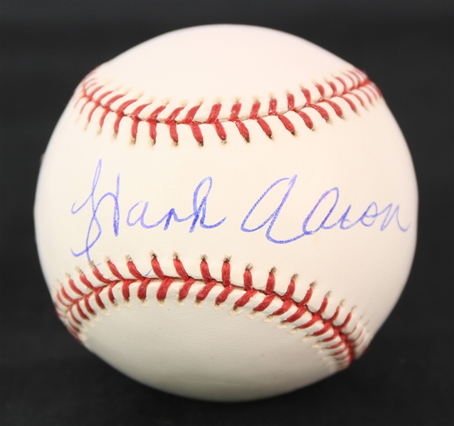2000s Hank Aaron Atlanta Braves Signed OML Selig Baseball (JSA/Steiner)