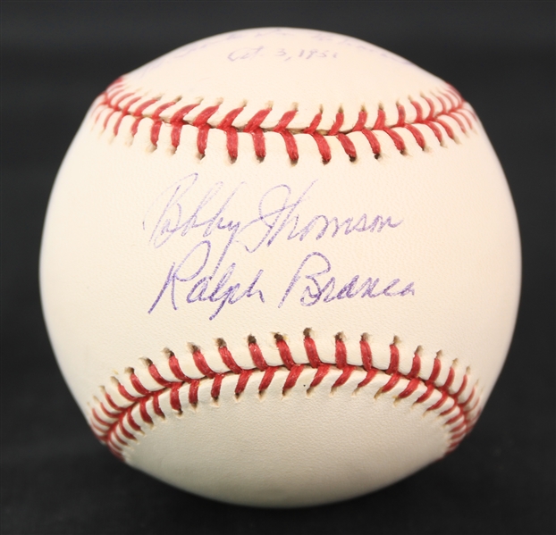 2000s Bobby Thomson Ralph Branca Giants/Dodgers Signed OML Selig Baseball (JSA)