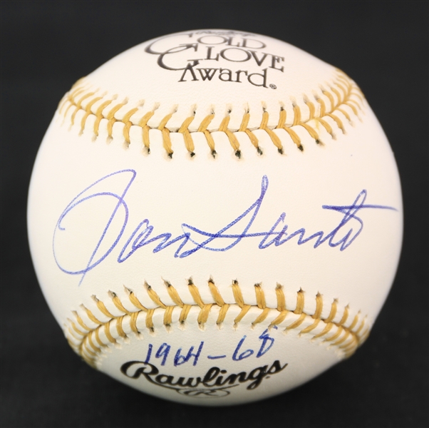 2000s Ron Santo Chicago Cubs Signed Gold Glove Award Baseball (JSA)