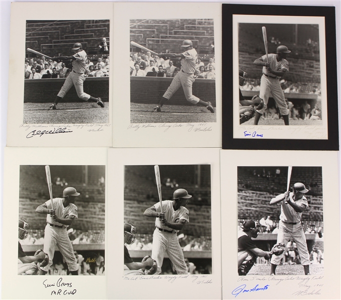 1965 Ernie Banks Ron Santo Billy Williams Chicago Cubs 11" x 14" Matted Photos - Lot of 6 w/ 4 Signed (JSA)