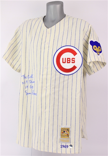 1969 Ernie Banks Chicago Cubs Signed Mitchell & Ness Throwback Jersey (JSA)