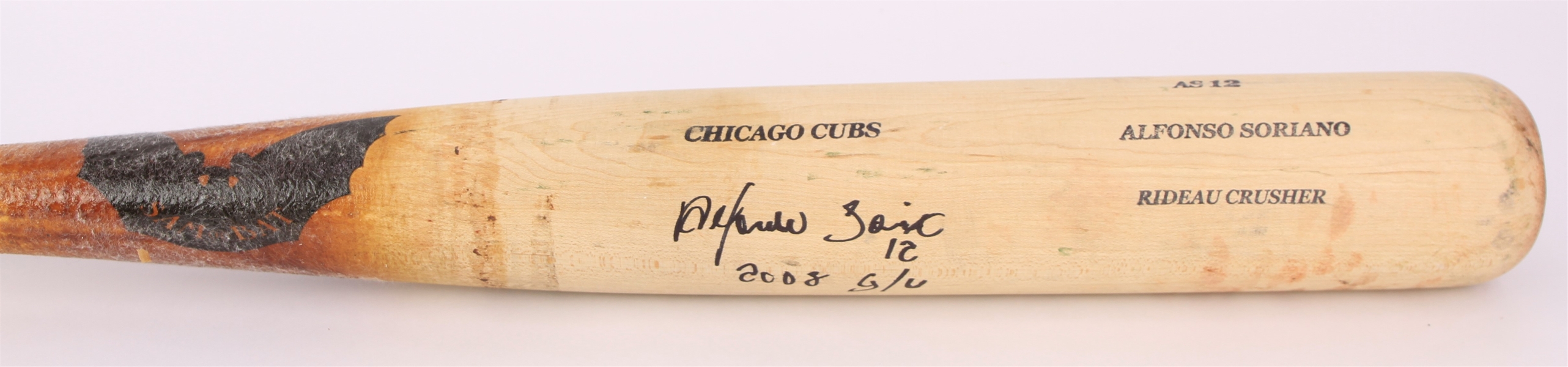 2008 Alfonso Soriano Chicago Cubs Signed SamBat Professional Model Game Used Bat (MEARS A9/JSA)