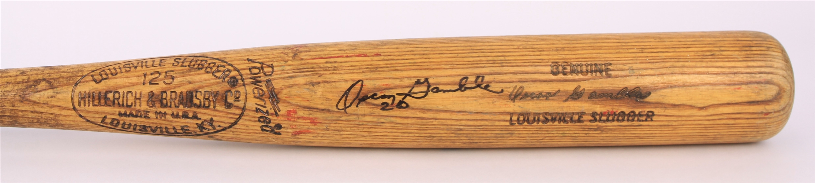 1973-75 Oscar Gamble Cleveland Indians Signed H&B Louisville Slugger Professional Model Game Used Bat (MEARS LOA/JSA)