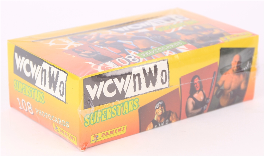 1998 WCW NWO Superstars Panini Wrestling Trading Cards - Shrink Wrapped Hobby Box w/ 108 Photocards
