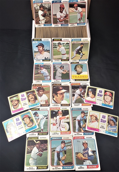 1974 Topps Baseball Cards (Lot of 600+) HOFers, Stars, Commons